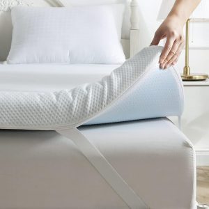 QUINEEHOM Foam Mattress Topper Twin 3 Inch, Egg Crate Cooling Mattress Topper with Gel Infused, Bed Topper with Removable Cover, Certipur-Us Certified Blue & Wihte